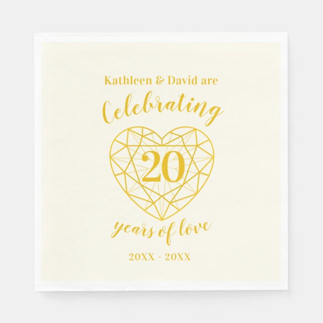 Goldenes Diamantenjubiläum 20 Jahre Liebe Serviett Serviette (Vorderseite)