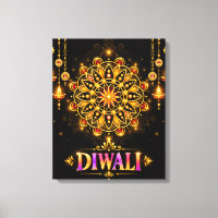 Goldenes Diwali-Mandala-Rangoli-Fest der Lichter