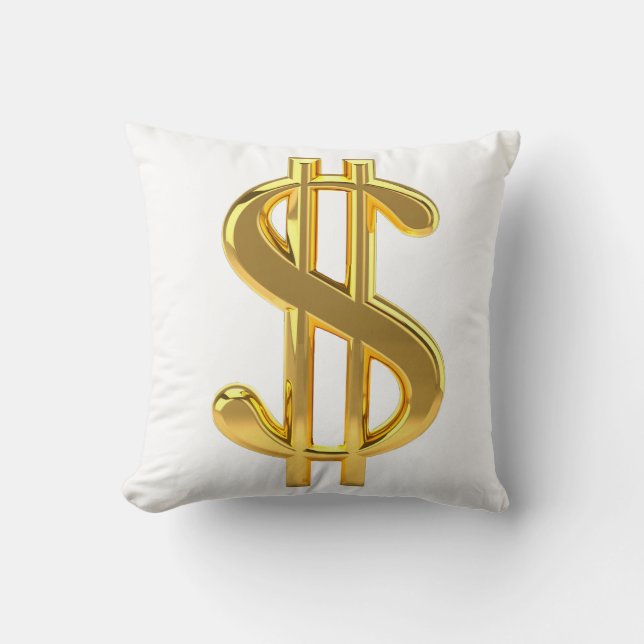 Goldenes Dollar-Zeichen-Kissen Kissen (Vorderseite)