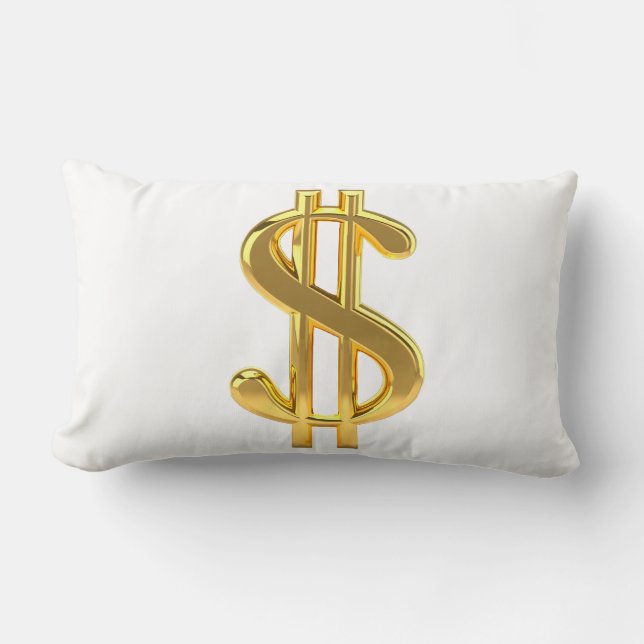 Goldenes Dollar-Zeichen-Kissen Lendenkissen (Vorderseite)
