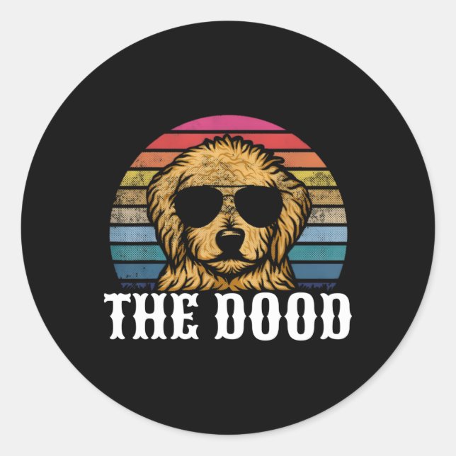 Goldenes Doodle Die Dood-Vater-Mama Runder Aufkleber (Vorderseite)
