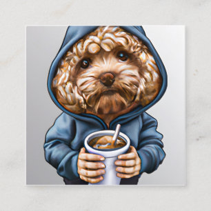 Goldenes Doodle in Hoody Hoody Beim Cup Quadratische Visitenkarte