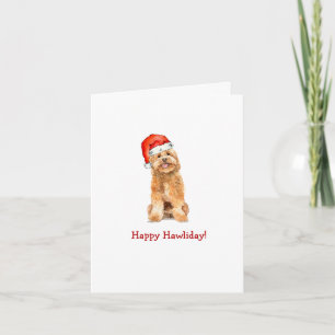 Goldenes Doodle in Weihnachtsmannmütze Faltenurlau Karte