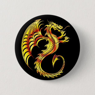 Goldenes Drache-Symbol Button