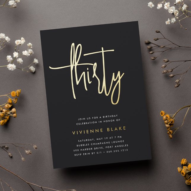 Goldenes Drehbuch 30. Geburtstag Party Folieneinladung (Von Creator hochgeladen)