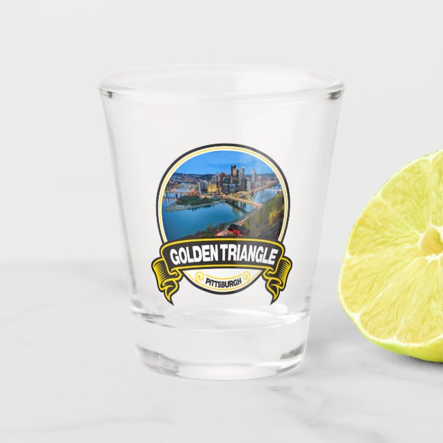 Goldenes Dreieck Pittsburgh Abzeichen Schnapsglas (Vorderseite)