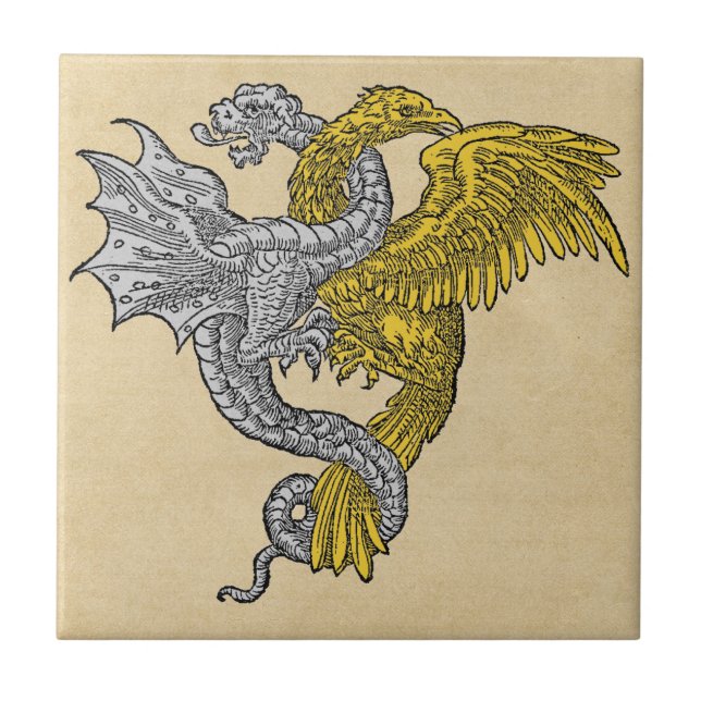 Goldenes Eagle und silberner Drache Fliese (Vorderseite)