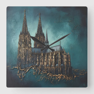 Goldenes Echo des Doms Quadratische Wanduhr