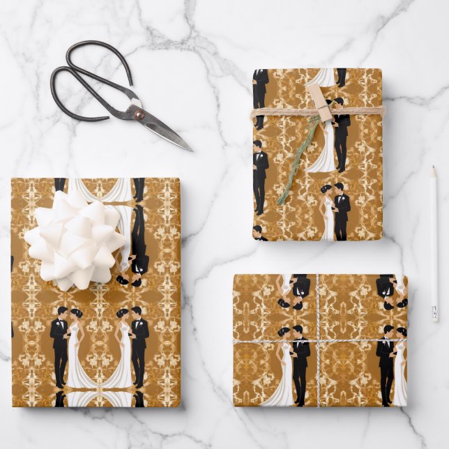 Goldenes Ehepaar in Liebe Geschenkpapier Set (Vorderseite)
