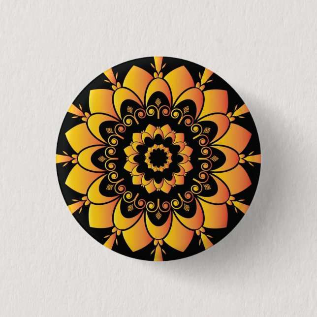 Goldenes einzigartiges Mandala-Design Button (Vorderseite)