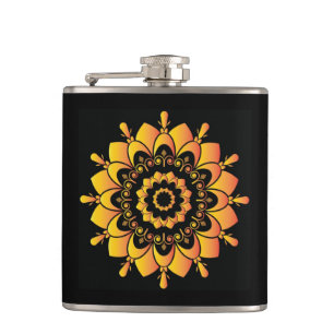 Goldenes einzigartiges Mandala-Design Flachmann