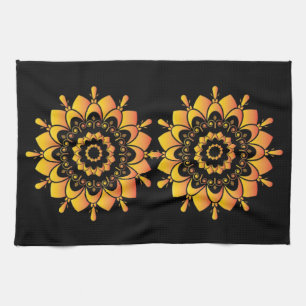 Goldenes einzigartiges Mandala-Design Geschirrtuch
