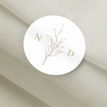 Goldenes, elegantes botanisches Blätter Hochzeit Runder Aufkleber<br><div class="desc">Rustikale Hand illustrierte botanische Blätter Kranz in Gold und Weiß,  einfach und elegant,  große Gastgeschenk Hochzeit Aufkleber für Sommer boho rustikale Hochzeit,  Frühjahr botanischen Garten Hochzeit. Alle passenden Teile in der Sammlung anzeigen</div>