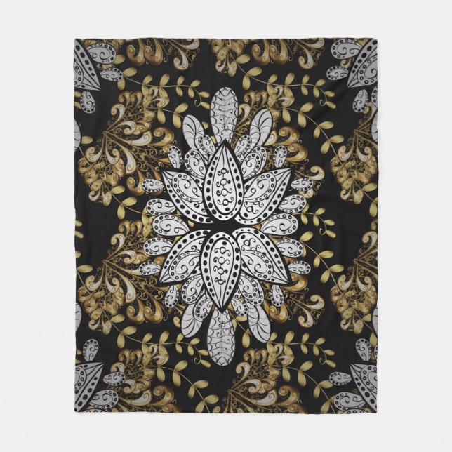 Goldenes Element auf schwarzem Hintergrund. Golden Fleecedecke (Vorderseite)