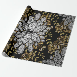 Goldenes Element auf schwarzem Hintergrund. Golden Geschenkpapier