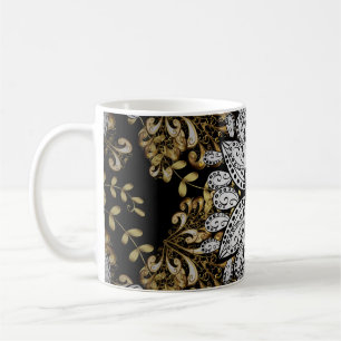 Goldenes Element auf schwarzem Hintergrund. Golden Kaffeetasse
