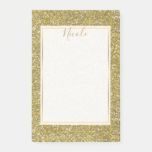 Goldenes falsches Funkelglitter Post-it Klebezettel (Vorderseite)