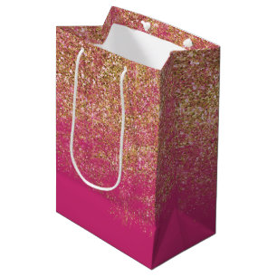Goldenes falsches Glitter Mädchenhaft Rosa Funkeln Mittlere Geschenktüte