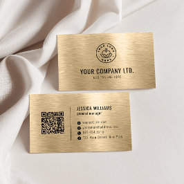 Goldenes Faux-Bürstenmetall-Professionelles QR-Cod Visitenkarte