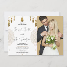 Goldenes Feather and Art Wedding Einladungen zum F