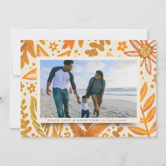 Goldenes festes botanisches Foto Weihnachten (Vorderseite)