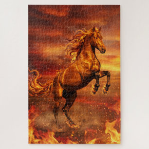 Goldenes Feuerpferd – Kraftvolles Fantasy-Puzzle