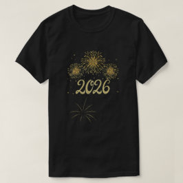 Goldenes Feuerwerk 2026 Neujahrsdesign T-Shirt