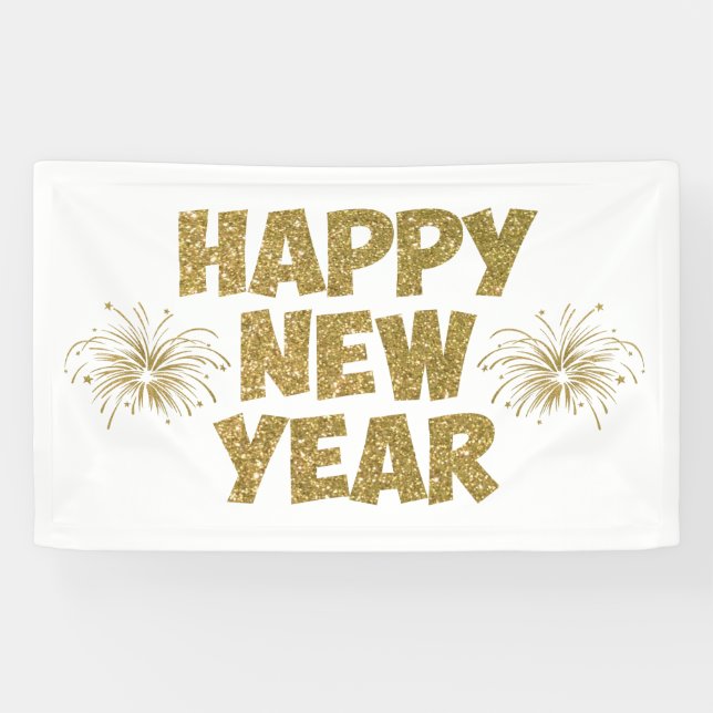 goldenes Feuerwerk Banner (Horizontal)