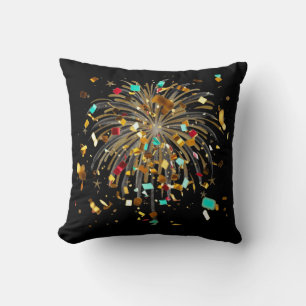Goldenes Feuerwerk & Konfetti-Feier Kissen