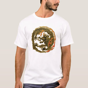 Goldenes Flammen-Drachen-Emblem T-Shirt