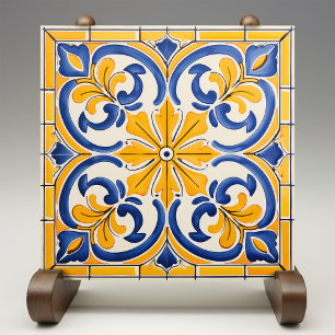 Goldenes Fleur-de-Lis-Azulejo-Druckmuster Fliese
