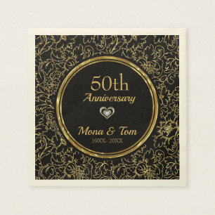 Goldenes Floral Damask Muster Serviette