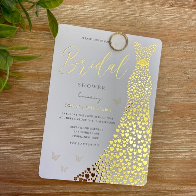 Goldenes Foil Heart Going Brautparty Golden Folieneinladung (Von Creator hochgeladen)