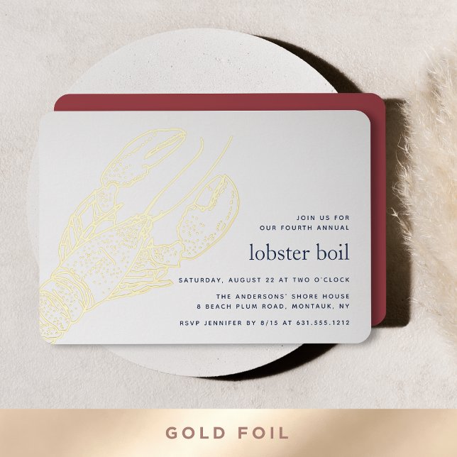 Goldenes Forelle Summer Hummer Boil Party Folieneinladung (Von Creator hochgeladen)
