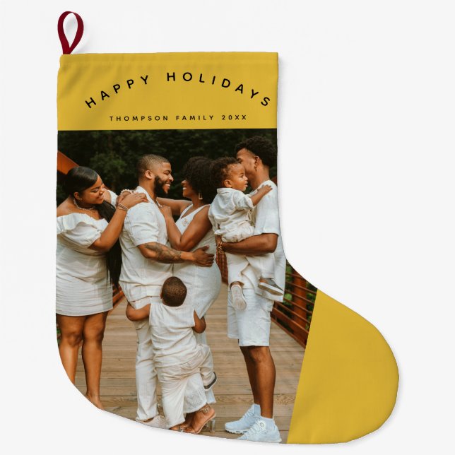 Goldenes Foto Weihnachten Großer Weihnachtsstrumpf (Vorderseite)
