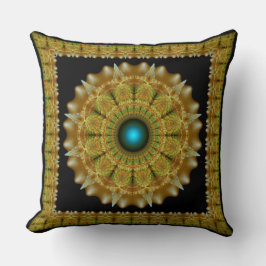 Goldenes Fraktal gerahmte Ornament Mandala Kissen