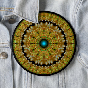 Goldenes Fraktal helles Ornament Mandala Button