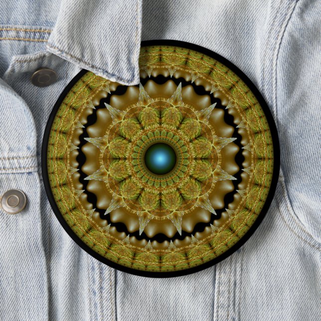 Goldenes Fraktal helles Ornament Mandala Button (Beispiel)
