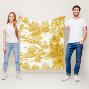 Goldenes französisches Land-Sonnenblumen-Toile-Mus Fleecedecke