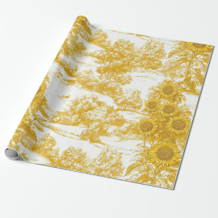 Goldenes französisches Land-Sonnenblumen-Toile-Mus Geschenkpapier