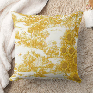 Goldenes französisches Land-Sonnenblumen-Toile-Mus Kissen