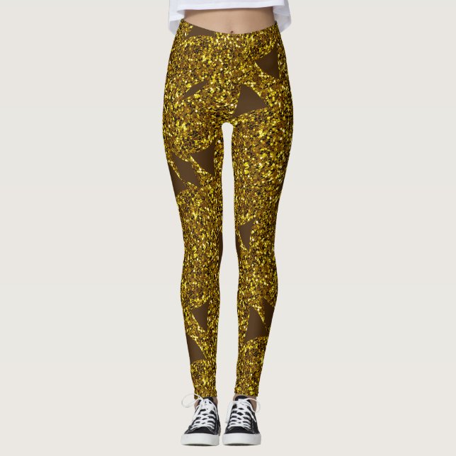 Goldenes funkelnd abstraktes Muster Leggings (Vorderseite)