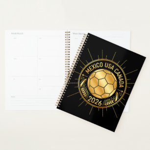 Goldenes Fußball-Emblem 2026 Mexiko USA Kanada Planer