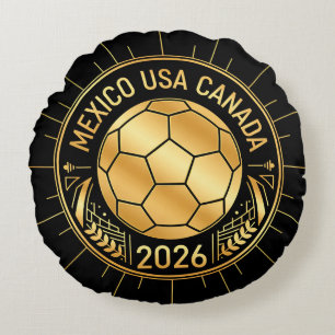 Goldenes Fußball-Emblem 2026 Mexiko USA Kanada Rundes Kissen