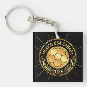 Goldenes Fußball-Emblem 2026   Mexiko USA Kanada Schlüsselanhänger