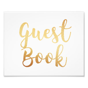 Goldenes Gästebuch Zeichen. Hochzeitsposter. Folie Fotodruck