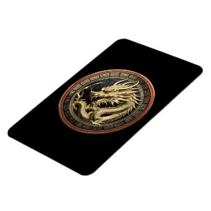 Goldenes geheiligtes östliches Drachenmedaillon Magnet