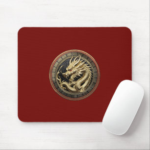 Goldenes geheiligtes östliches Drachenmedaillon Mousepad