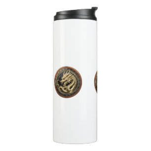 Goldenes geheiligtes östliches Drachenmedaillon Thermosbecher