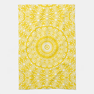 Goldenes gelbes Mandala-Muster Geschirrtuch